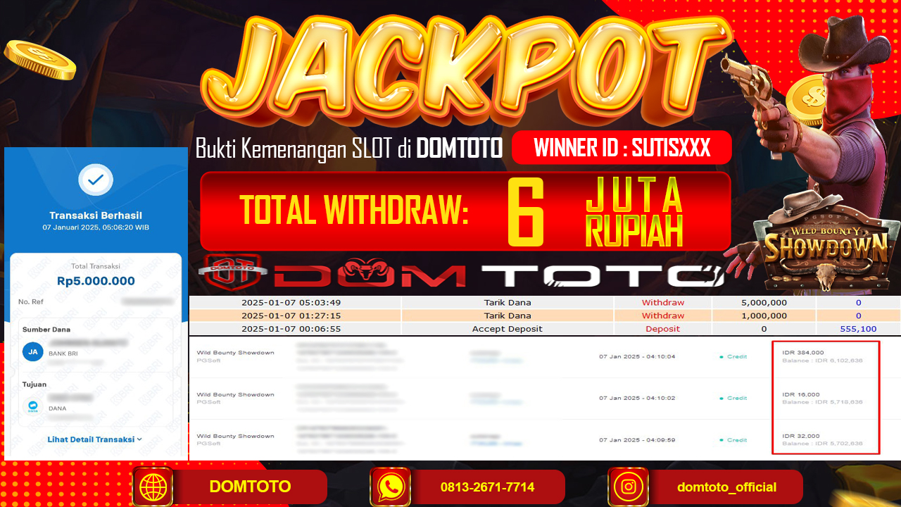 JACKPOT SLOT WILD BOUNTY SHOWDOWN 07 JANUARI 2025